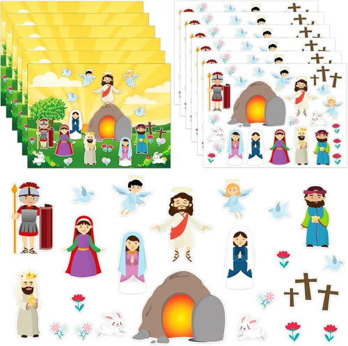 Vista 10 de FaCraft Pegatinas de Belén para niños, 24 hojas, manualidades religiosas Multi-1