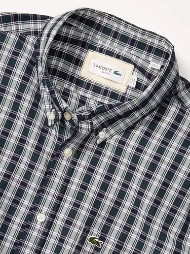 Vista 2 de Lacoste Camisa de popelina de manga larga estampada a cuadros para hombre