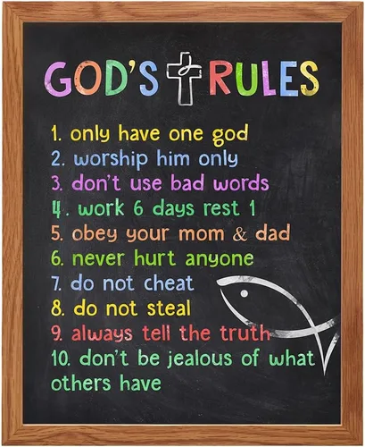 Vista 10 de Decoración de pared de los Diez Mandamientos para niños, niñas, habitación de niños pequeños o guardería, arte de pared con versículos religiosos