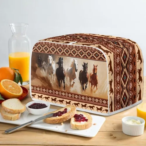 Vista 5 de Aztec Southwest Horse - Cubierta antipolvo para tostadora, marrón, negro; cubierta para electrodomésticos pequeños; protección de huellas dactilares