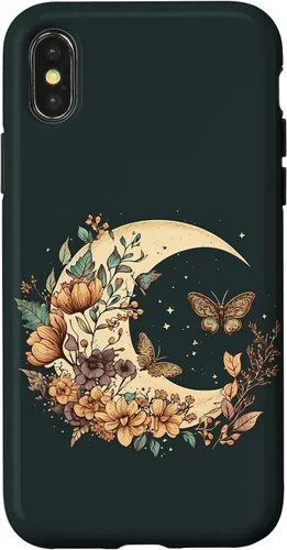 Vista 4 de Funda bohemia con diseño de luna creciente y mariposa para iPhone 15