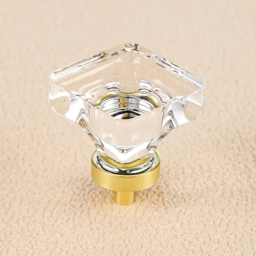 Vista 7 de coolnews - Paquete de 4 manijas de cajón de cristal champagne, manijas de vidrio para gabinete de cocina de 1-3/8 pulgadas cuadradas, manijas
