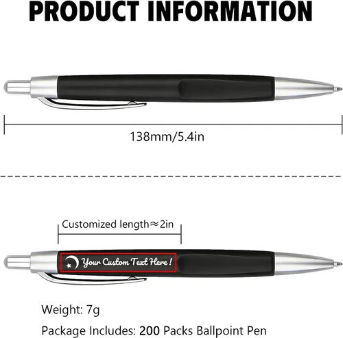 Vista 6 de Paquete de 100 bolígrafos personalizados con tinta negra personalizable