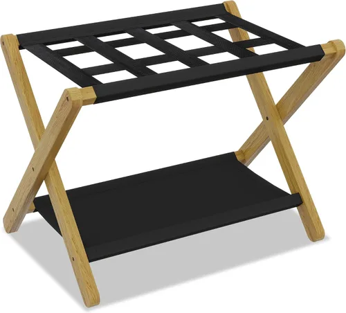 Vista 23 de Heybly HLR010Z1 - Portaequipajes, soporte plegable para maleta con estante de almacenamiento, soporte de equipaje de alta resistencia