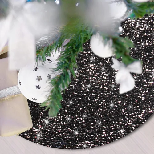 Vista 6 de SY Super Bang Falda de árbol navideña pequeña y mini, faldas de lentejuelas para decorar el árbol de Navidad y adornos, para decoración de fiesta