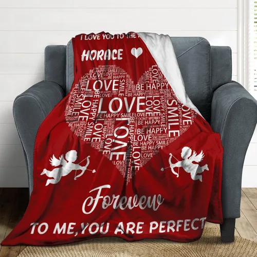Vista 9 de Manta de amor personalizada para parejas, manta personalizada con imagen y nombre, regalo para novia, manta personalizada para el día de San