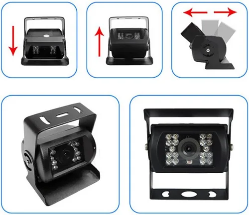 Vista 5 de Cámara de respaldo de vehículo de 4 pines 12 V/24 V, 18 LED IR visión nocturna CCD cámara trasera de estacionamiento para automóvil + conector de 4
