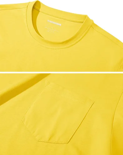 Vista 4 de MAGCOMSEN Camisa de manga larga para hombre con bolsillo, de algodón, cuello redondo, casual, ligera