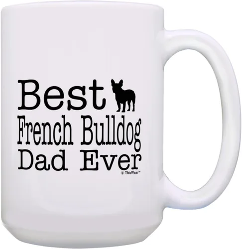 Vista 16 de ThisWear Dog Owner Gifts Best French Bulldog Dad Ever Paw Pattern Gift - Taza de café de cerámica de 11 onzas con mango y patrón de hueso