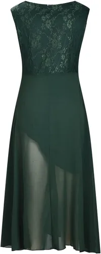 Vista 4 de perfectbot Women's 2023 Summer Casual Loose Sexy Chiffon Mesh Spliced Waist Wrapped Dress Sleeveless V-Neck Dress