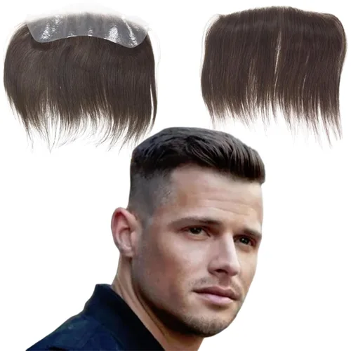 Vista 17 de Voloria Tupé de cabello humano 100 % de piel sintética para hombre, peluca frontal para retroceso, sistemas de reemplazo de línea capilar natural