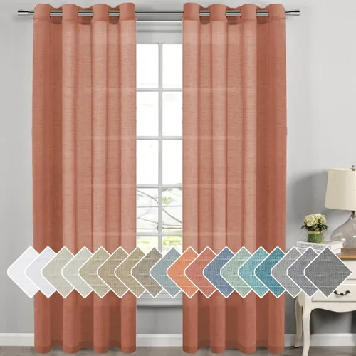 Vista 43 de H.VERSAILTEX Cortinas de lino de mezcla natural para sala de estar/cortinas de lino semitransparentes reductoras de luz de 54 pulgadas de largo