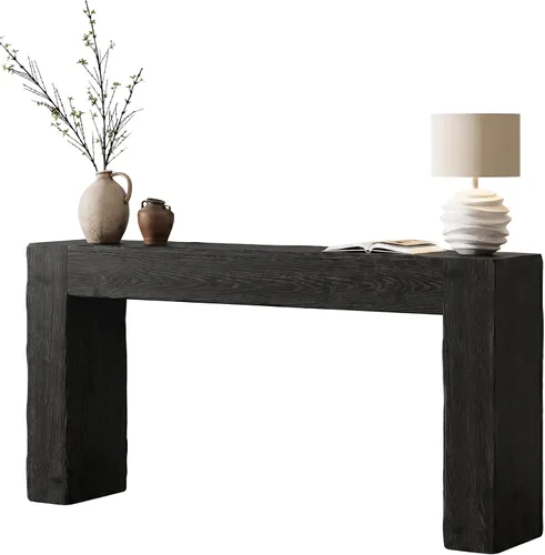 Vista 8 de Tribesigns Mesa de sofá consola de madera maciza de 63 pulgadas, mesa de entrada larga de granja detrás del sofá para sala de estar, entrada
