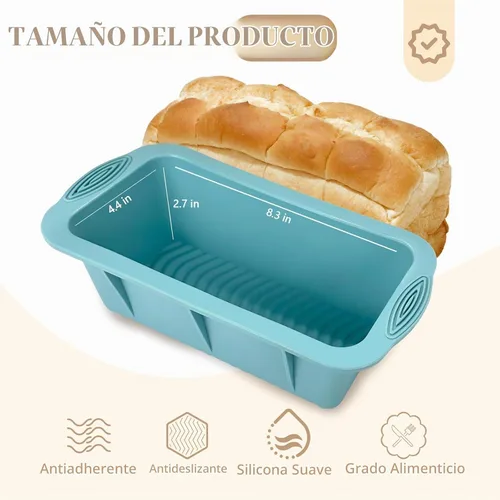 Vista 4 de Koolstuffs Molde de Silicona para Pan de Molde, 2 PCS Moldes Rectangulares Antiadherentes para Hornear para Horno, Pan, Pastel, Fácil Desmoldado