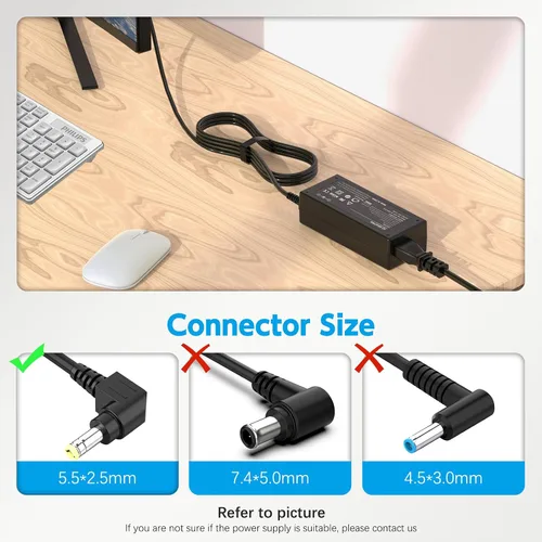 Vista 5 de Cable de alimentación de 19 V 65 W para monitor Asus VS248H-P VG248QE VX238H MX279H ROG PG278Q - Reemplazo del cargador adaptador de CA LJO-EEIH