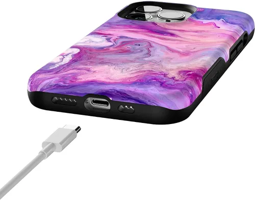 Vista 8 de Casely Funda para iPhone 13 Pro Tie Dying Over You Mármol morado Diseño protector audaz Compatible con MagSafe