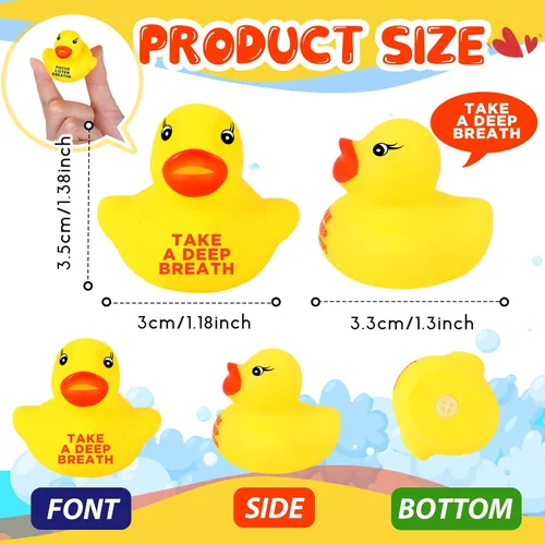 Vista 3 de Juego de 60 patos de goma inspiradores a granel, regalos de agradecimiento motivacionales y recuerdos de fiesta, recompensas de regreso a clases