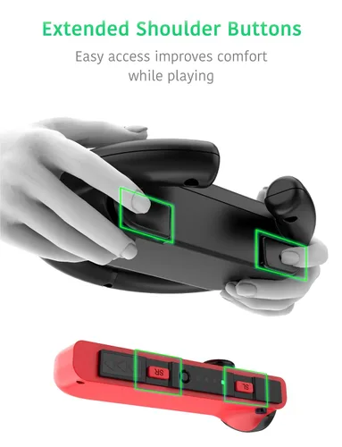 Vista 7 de TALK WORKS Steering WheelTennis Racket Combo Pack for Nintendo Switch - Joy Con Controller Grip Racing & Sports Game Accessories for Mario Tennis