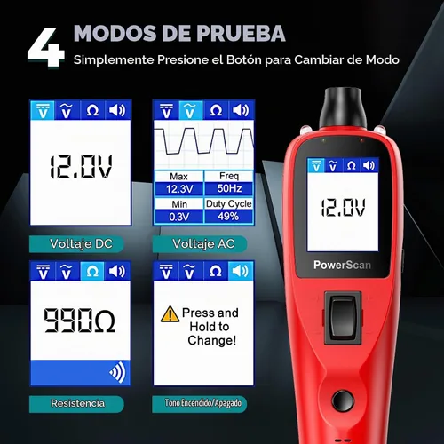 Vista 4 de Autel Probador de circuitos 2026, probador de circuitos automotrices PowerScan PS100, buscador de circuitos eléctrico corto abierto de 12-24V