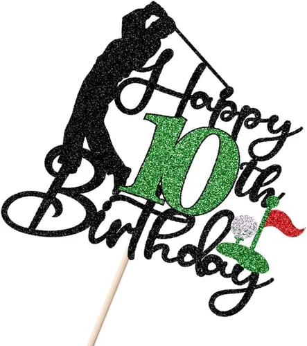 Vista 3 de Golf Happy 10th Birthday Cake Topper, Golfer/Sports Themed Birthday or Retirement Cake Decorations,Golf Ten 10 Years Old Ball Player Sport Themed