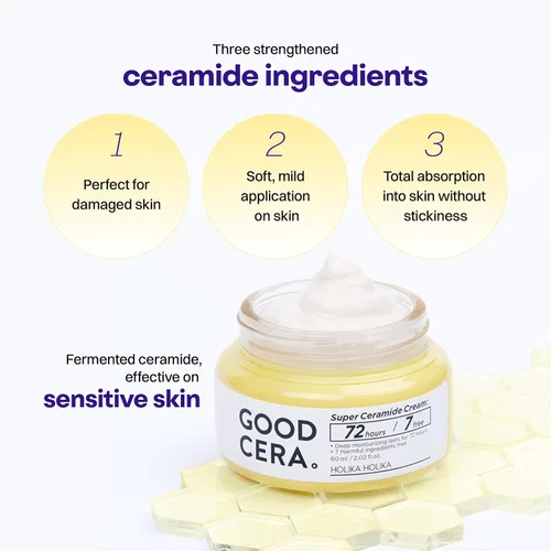 Vista 5 de HOLIKA HOLIKA Good Cera Super Ceramide Cream Crema facial calmante e hidratante para la piel Crema de ceramida hidratante coreana para la cara