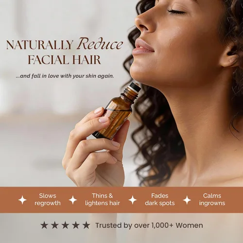 Vista 2 de Umber By J. Lenay Aceite de decoloración reductor de cabello, 0.5 onzas líquidas, reducción de vello facial para mujeres y hombres, aceite natural