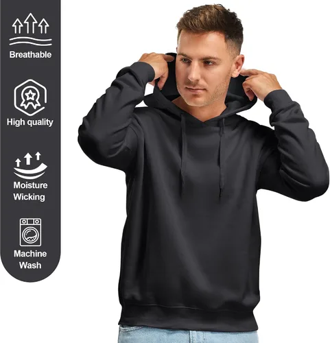 Vista 5 de Zrycn Mens Hoodie Sweatshirt for Men, Plush Pullover Hooded Sweatshirts for Men, Soft Cotton-Blend Plain Casual Hoodies