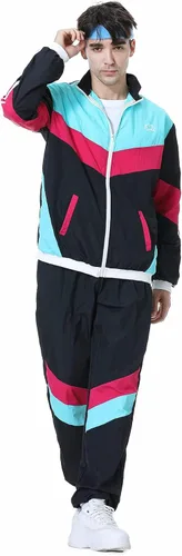 Vista 9 de Conjunto deportivo de los años 80 para hombres y mujeres, conjunto de rompevientos retro de los años 80 y 90 para hombres, traje deportivo