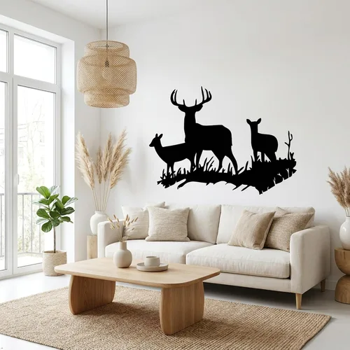 Vista 4 de Picniva Buck Deer Doe - Vinilo decorativo para pared, decoración de cabaña rústica inspiradora y citas, arte de pared extraíble para interiores