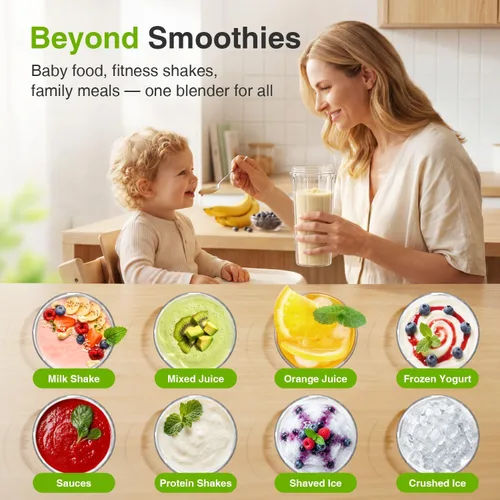 Vista 11 de KOIOS Licuadora para Batidos, Licuadora Personal para Batidos y Smoothies con 3 * 22oz Vasos Para Llevar, Batidora de Smoothies de 22000 RPM