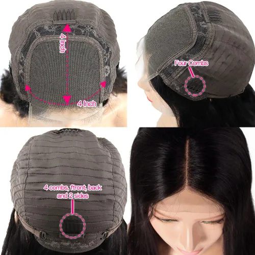 Vista 5 de Peluca de cabello humano estilo Bob para mujeres negras, 4x4, sin pegamento, encaje frontal, pelucas de cabello humano prearrancadas cortas