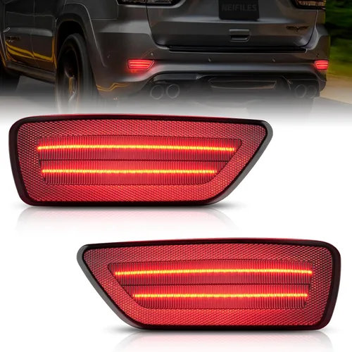 Vista 8 de Luces Reflectantes LED para Parachoques Trasero Compatibles con Luz Antiniebla para Jeep Compass 2011-2017, Conjunto de Luces para Grand Cherokee