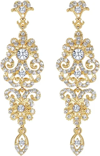 Vista 10 de Pendientes de araña con diamantes de imitación para novias, dorados/plateados Pendientes A-Clear Pin