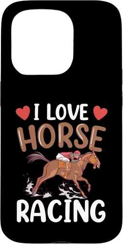 Vista 13 de Funda para iPhone 13 I Love Horse Racing Horses Race Racer