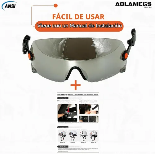 Vista 8 de Anteojos de seguridad ANSI Z87, accesorios de visera de casco duro de construcción OSHA, protector de ojos transparente y tintado integrado