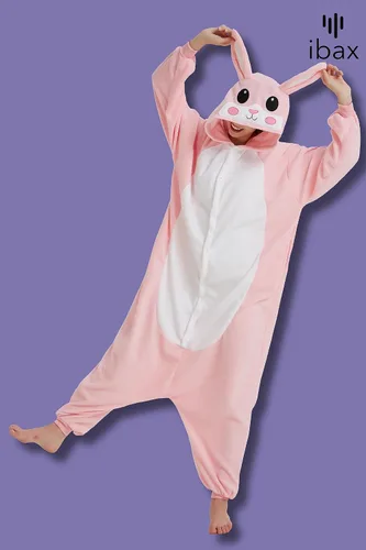 Vista 4 de IBAX Pijama de forro polar para adultos. Disfraz de mameluco para adultos. Mameluco de animal para adultos. Mameluco de Halloween para adultos.