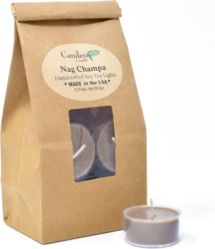 Vista 10 de Amber Romance - Velas de té de soja, paquete de 12 unidades, velas de té beige, altamente perfumadas, fabricadas con cera de soja, hechas a mano