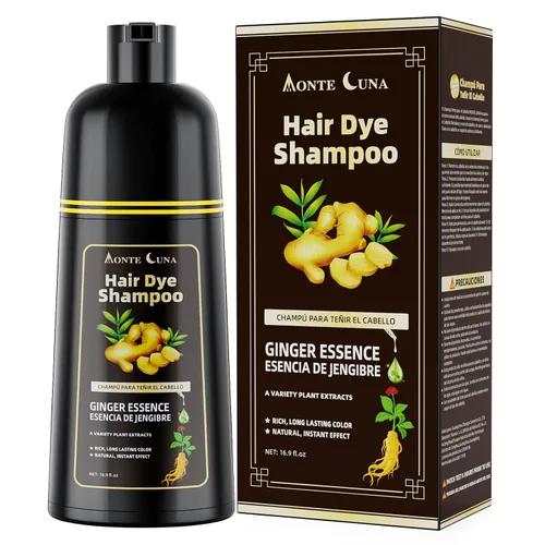 Vista 10 de IIIMEIDU 10 champú de tinte para el cabello para mujeres y hombres, champú de color 3 en 1, hierbas naturales para cobertura de cabello gris (negro)