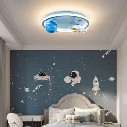 Vista 2 de Shine LUEST Lámpara de techo de astronauta de 20 pulgadas regulable para niños, luces de techo empotradas para dormitorio, lámpara LED de 3000