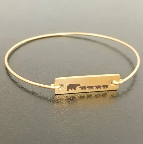 Vista 3 de Pulsera de mamá oso con 4 cachorros, joyería para mamá, regalo para el día de la madre, regalo de cumpleaños, tamaño medio para mujer