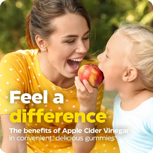 Vista 3 de Enzymedica Suplemento de vinagre de sidra de manzana para mujeres y hombres, gomitas de vinagre de sidra de manzana con madre, 1000 mcg de vitamina