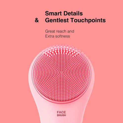 Vista 6 de NågraCoola CLIE Cepillo de limpieza facial, limpiador facial eléctrico impermeable y recargable para hombres y mujeres, exfoliante, masaje y Rosa