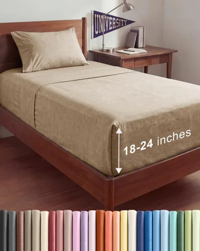 Vista 139 de Sábanas individuales de bolsillo extra profundo, sábanas transpirables y refrescantes de 3 piezas, juego de sábanas de lujo para hotel, suaves, sin
