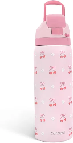 Vista 43 de Botella de agua aislada de acero inoxidable SANDJEST con pajita para deportes y viajes, la mejor tía de siempre, 946ml, regalos para mujeres, día