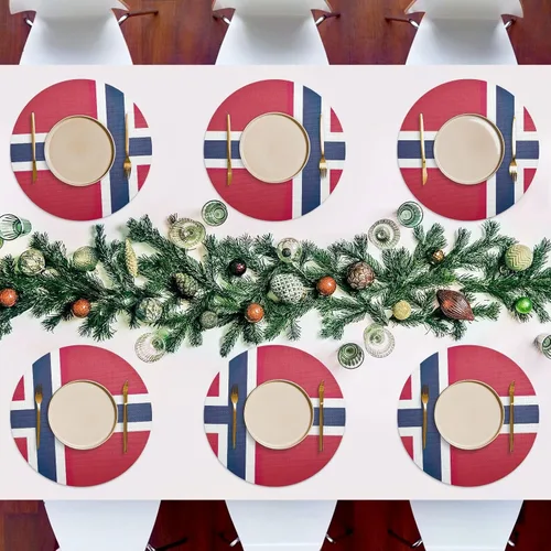 Vista 10 de Aruba Flag Round Table Placemats 15 Inch, Seasonal Table Mats Modern Place Mats for Dining, Kitchen, Parties, Camping