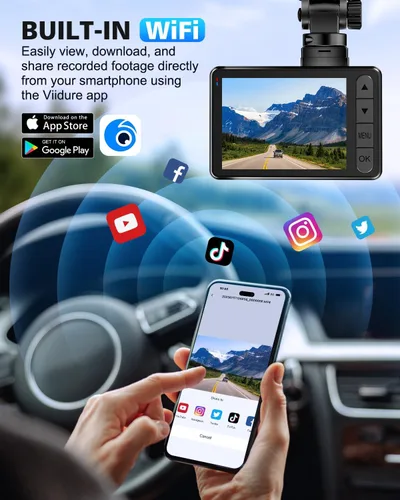 Vista 3 de SUVCON Dash Cam delantera y trasera 2K, negro