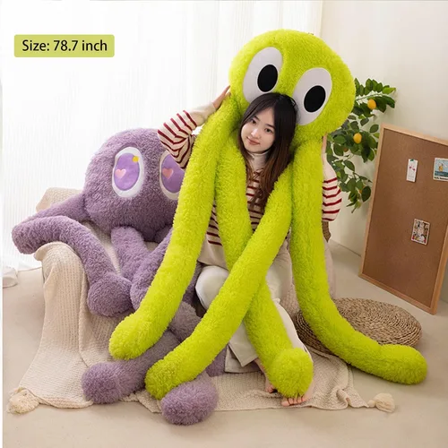 Vista 6 de Juguete gigante de pulpo de piernas largas, almohada de felpa suave de 39.3 pulgadas para niños, niñas, niños y adultos cumpleaños
