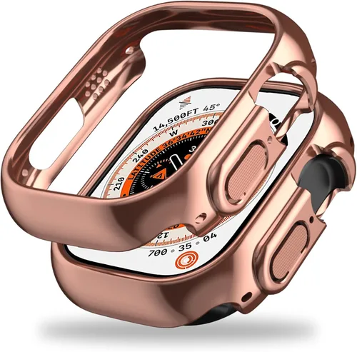 Vista 10 de Miimall - Funda para Apple Watch Ultra 1, 2, 3, 4 de 1.732 pulgadas, galvanoplastia de policarbonato duro [sin protector de pantalla], funda