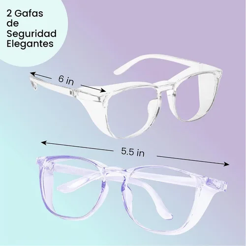 Vista 3 de Aqulius 2 Pack Stylish Safety Glasses Goggles, Scratch Resistant, Safety Glasses for Women, Blue Light, Glasses for Nurses