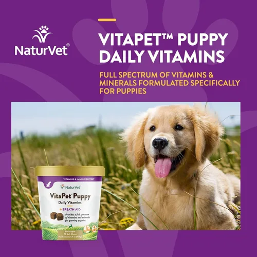 Vista 4 de NaturVet VitaPet Puppy Vitaminas diarias para perros - Además de ayuda para el aliento - Formulado específicamente para proporcionar a los cachorros
